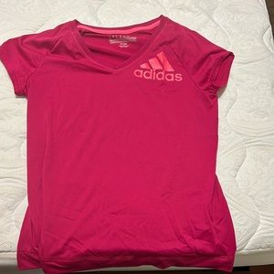 Adidas bright pink sport v neck shirt